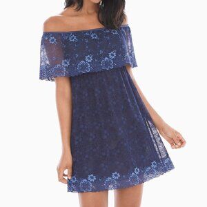 Soma Off The shoulder Lace Sleep Chemise Navy Blue slip Dress Size S nightie